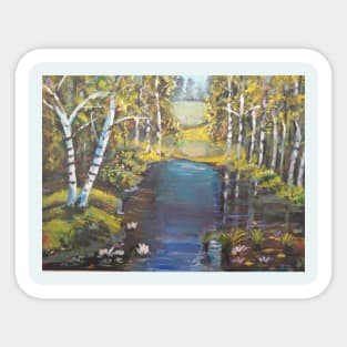 landscape painting lake Sticker